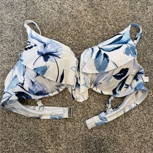 La Vie En Rose Blue Floral Bikini Top
